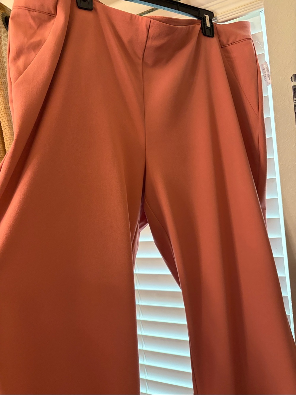 Roz & Ali Dusty Coral Wide-Leg Pants, Ponte Trousers 18W(salmon color) - Picture 10 of 13